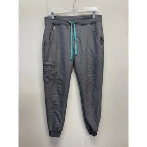 FIGS Zamora Jogger Scrub Pants Women Small Gray Technical Tapered Leg Drawstring